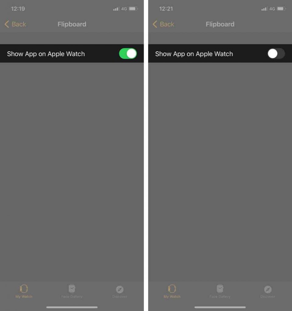 tap on the option Show App on Apple Watch