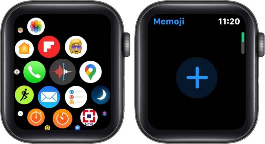 Tap the Plus icon to create Memoji on Apple Watch