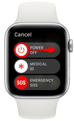 tap power off button to turn off apple watch 