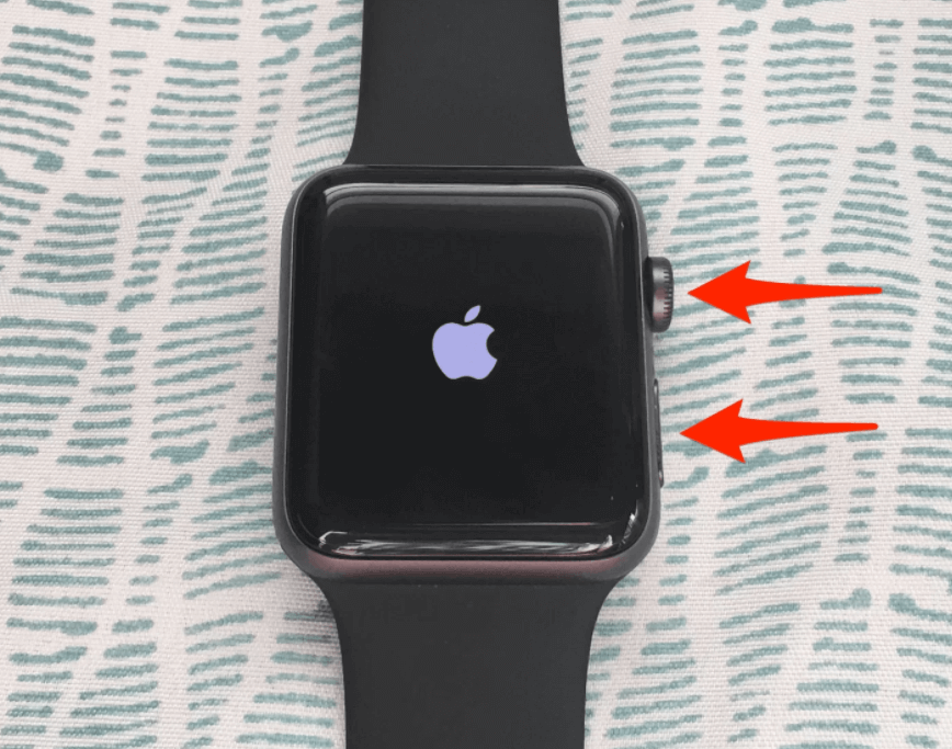 press the slide button and digital crown to turn off your watchOS