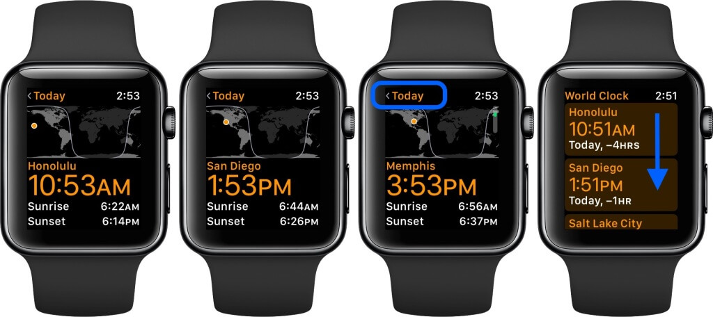 tap on add city to add world clock on apple watch 