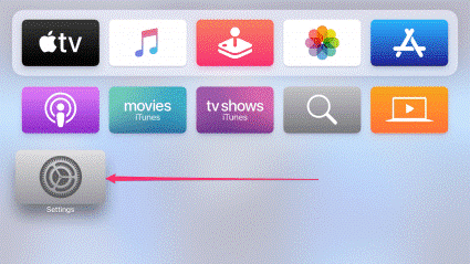 Settings icon on Apple TV