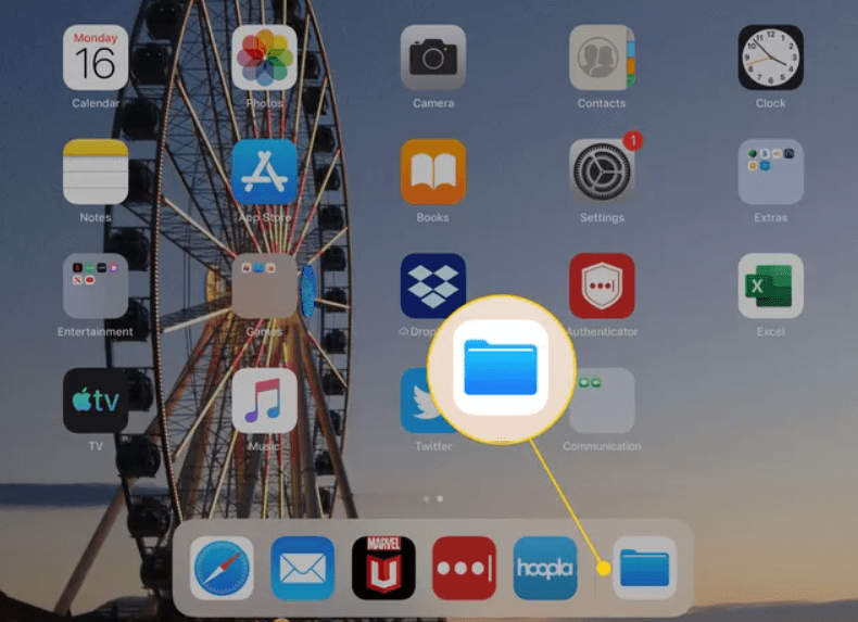 select the files app in the dock 