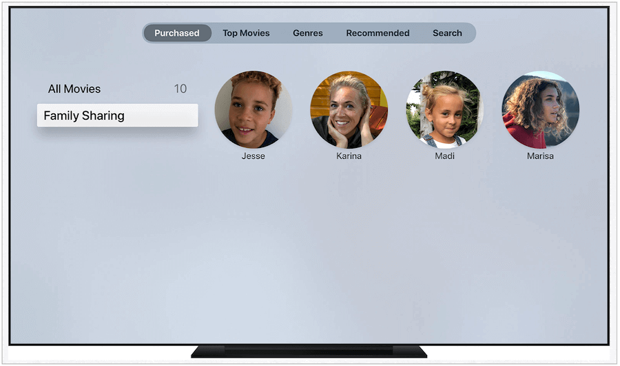 select family sharing to share apple tv with family 
