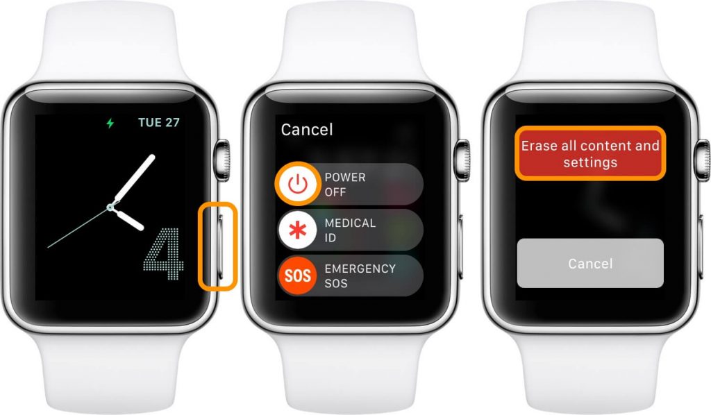tap reset if you forgot your apple watch