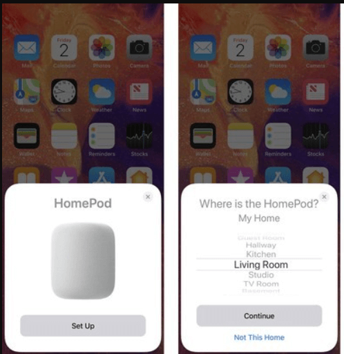 tap on set up to use homepod apple tv 