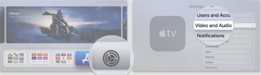 select video and audio to use homepod apple tv 