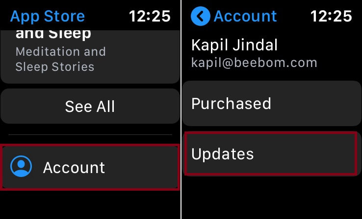 tap updates to Update Apps in Apple Watch