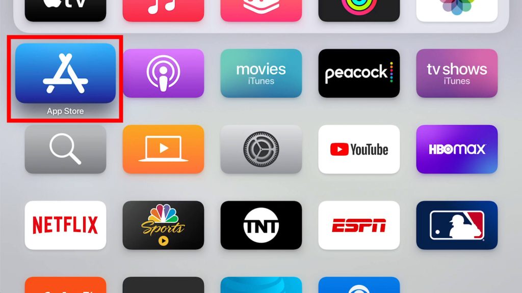 open the app store to update apps on apple tv