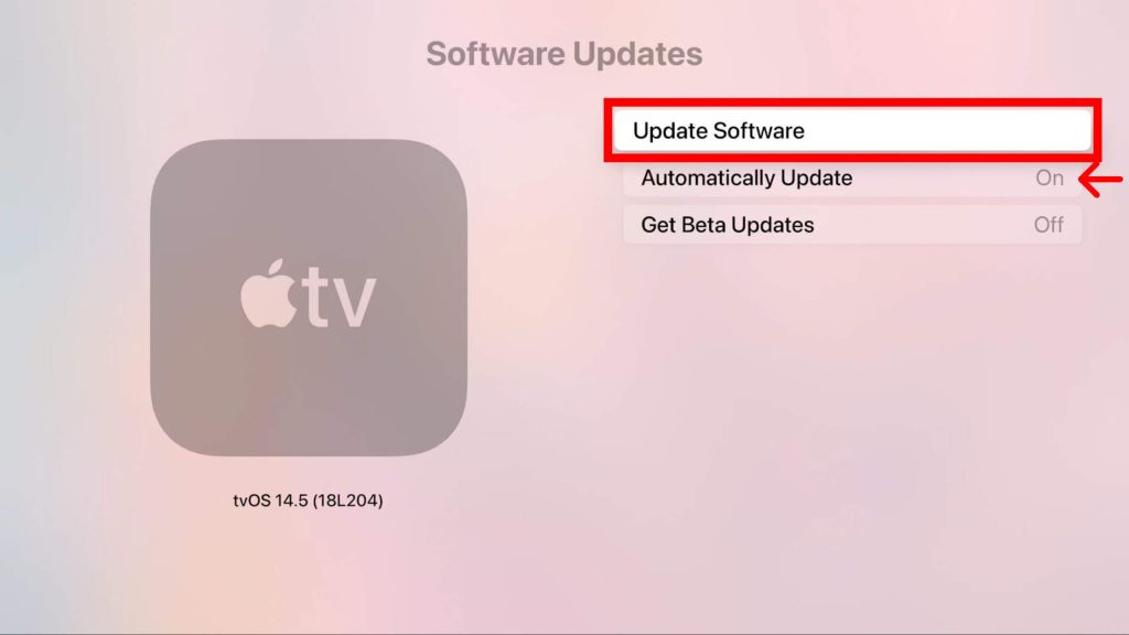 tap update software option 