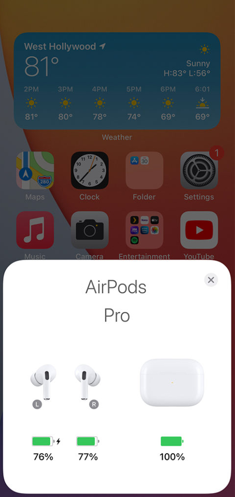 AirPods Battery Level Pop Up