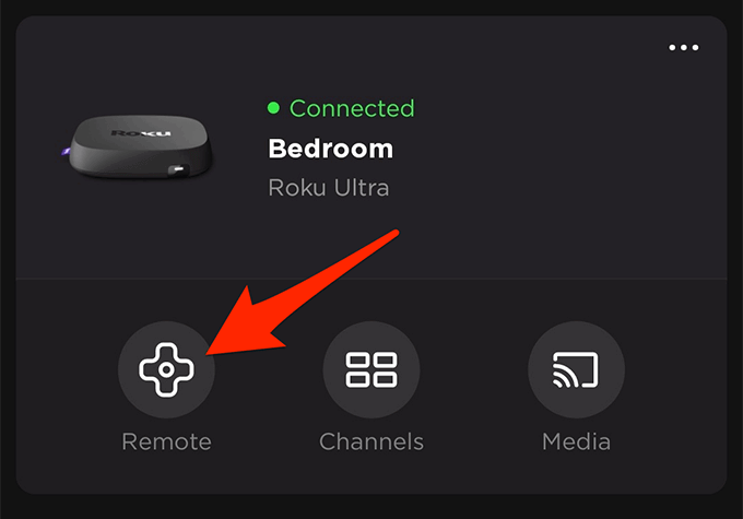 tap remote icon on the roku app screen 