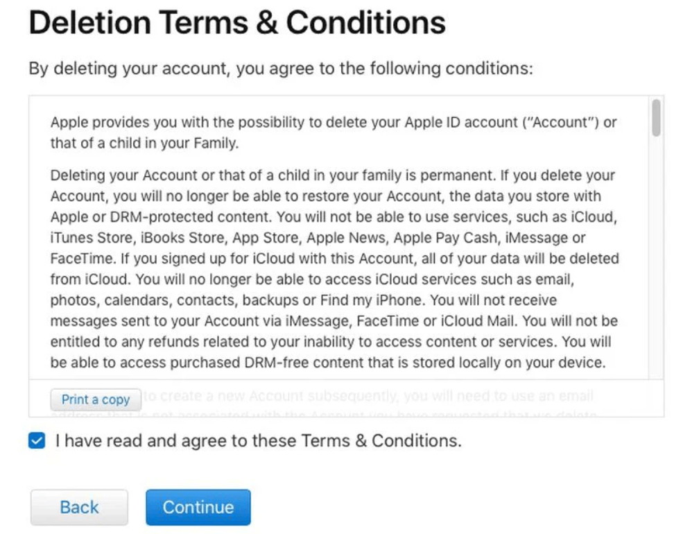 check the box to accept the terms and conditions 