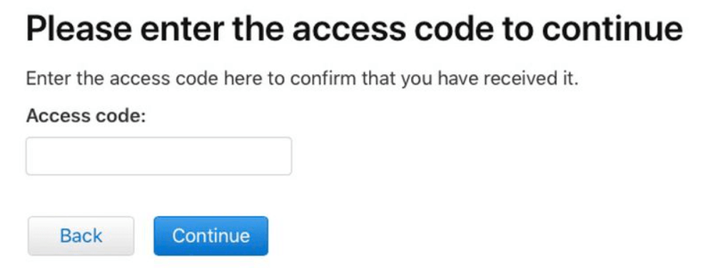 enter the access cod to delete an apple id permanently 