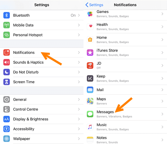open settings apps to hide messages on iphone 