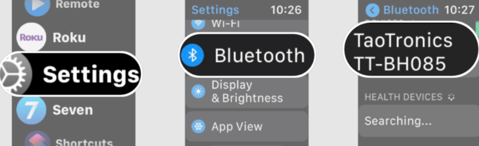 tap bluetooth from settings app 