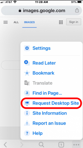 Select Request Desktop website