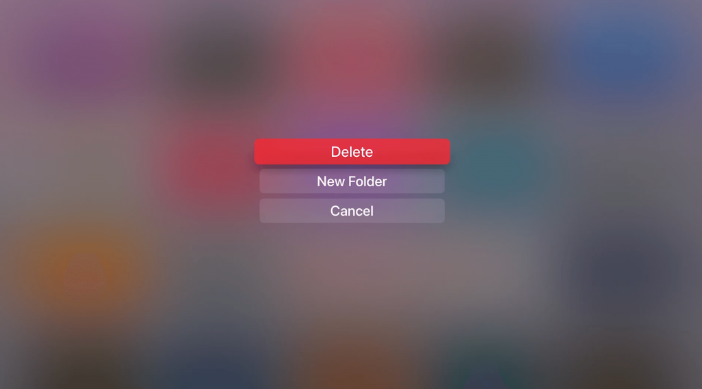 tap delete to delete apps on apple tv