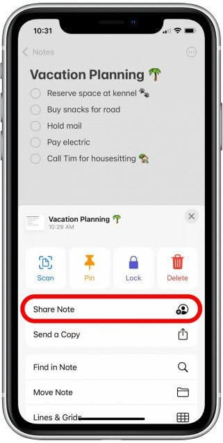 click share note top share notes on iphone 