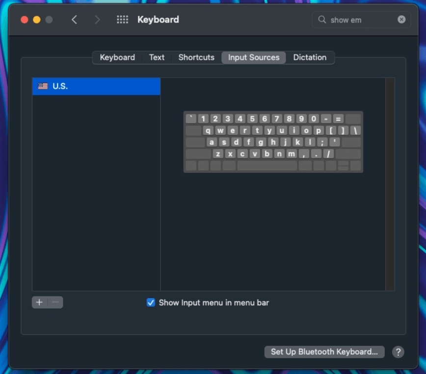 check the box next to show input to open the emoji keyboard on mac 