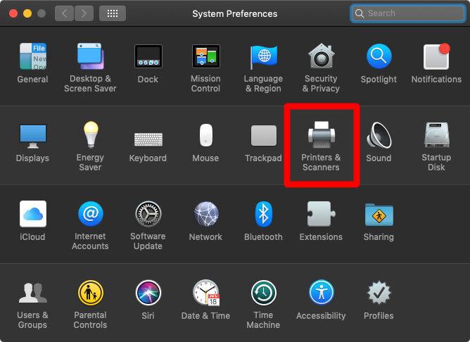 tap printers & scanners to add printer to mac 