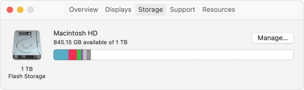 check storage space on your mac