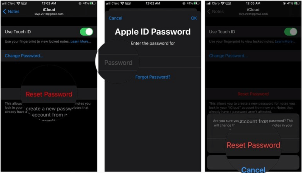 enter the apple id password to lock notes on iphone 