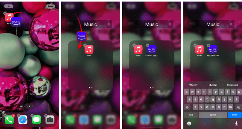 drag an app onto another app to make folders on iphone 