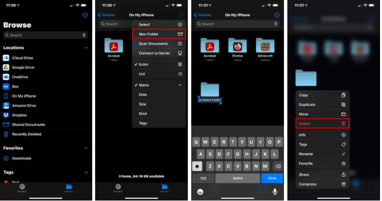 click new folder to make folders on iphone 