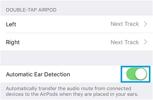 turn on automatic ear detection to turn off airpods 