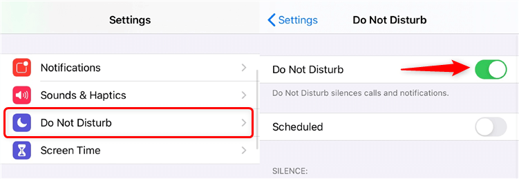 enable do not disturb option on the screen 