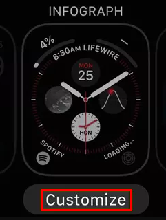 Tap Customize  to add AQI on Apple Watch