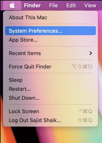 Click System Preferences on Mac
