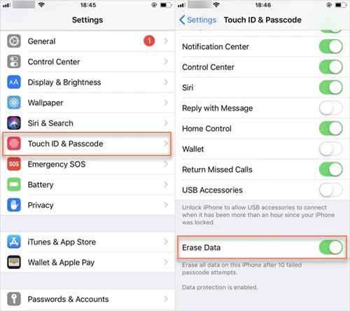 Enable Erase Data to Unlock iPad Passcode Without Computer