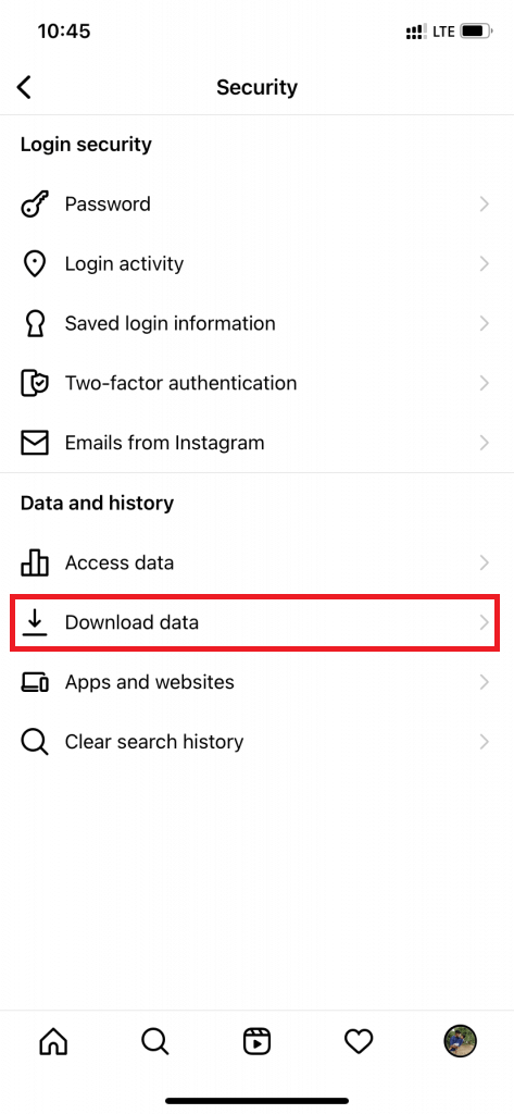 Select Download data to backup your data
