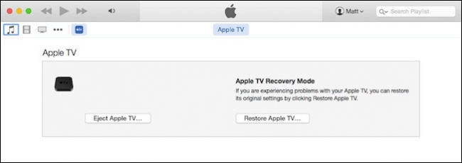 Choose Restore Apple TV