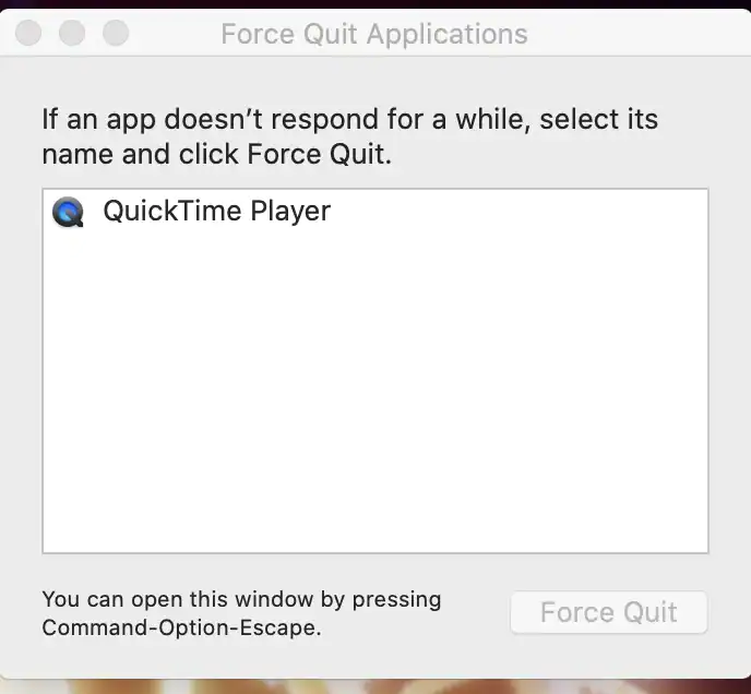 Tap the Force Quit button