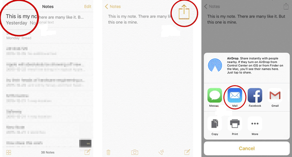 Transfer Notes from iPhone to iPhone using Email