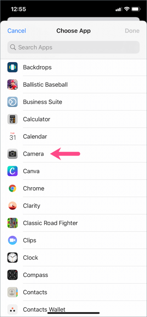 choose Camera option - How to Turn off iPhone Camera Sound