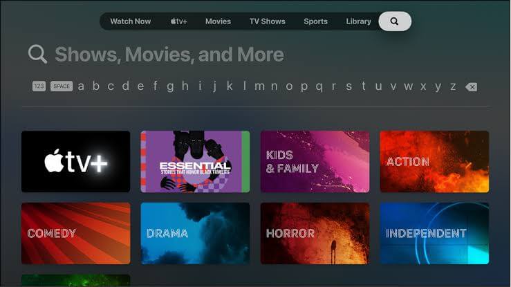 Search AMC  app on Apple TV