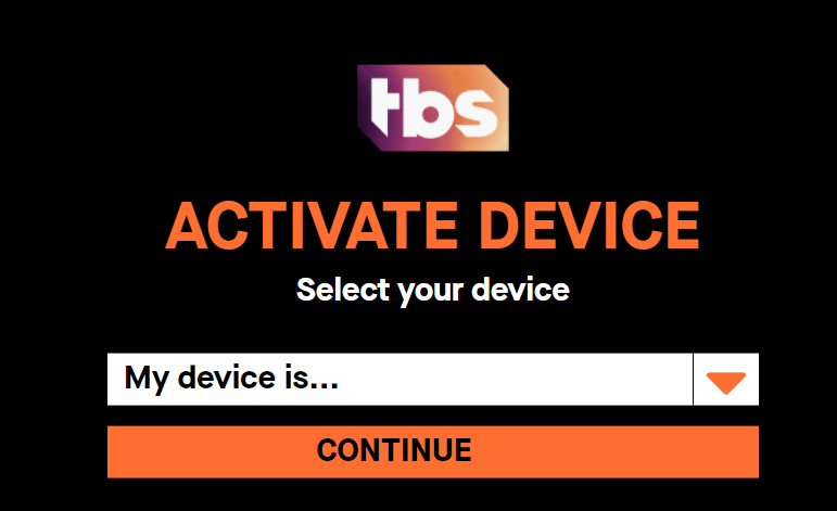 TBS activation code on Apple TV
