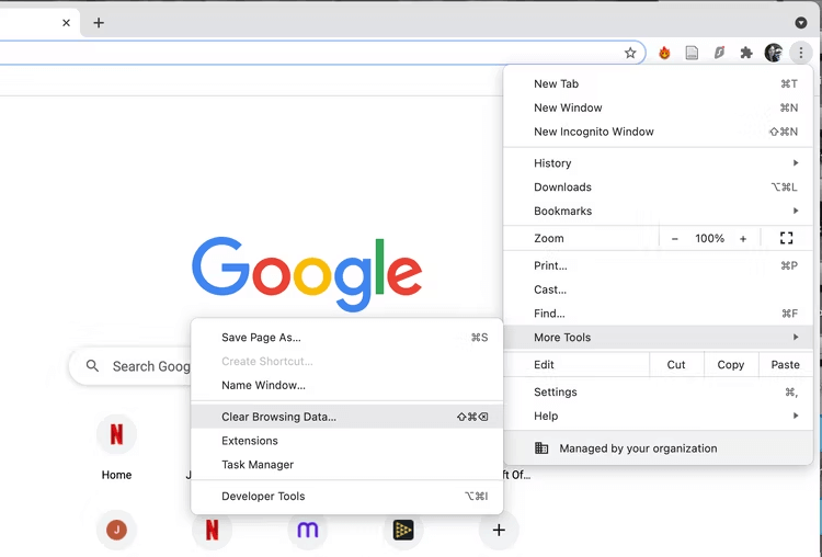 Clear the Browsing data on to Uninstall Google Chrome on Mac